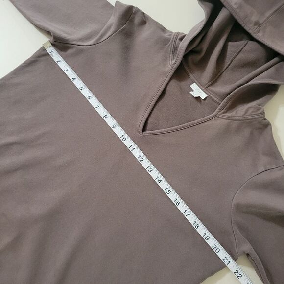 J.Jill Brown V-neck Long Sleeve Hooded Pullover Top - Picture 3 of 12